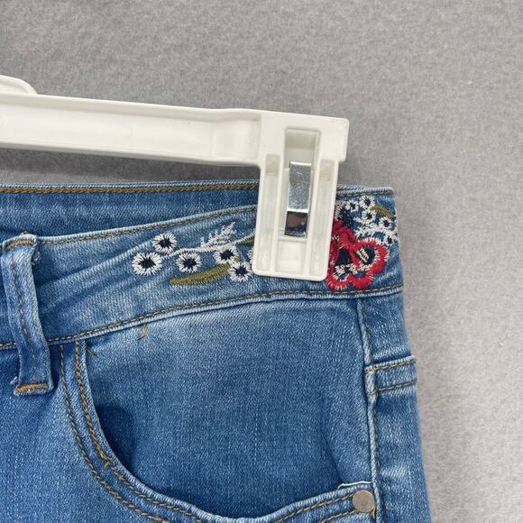 Boutique Embroidered Flare Jeans Womens 4 Bell Bottom Boho Hippie Stretch Denim - Picture 5 of 14
